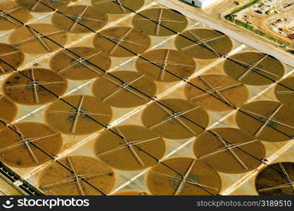 Aerial view of a sewage treatment plant, Baltimore, Maryland, USA