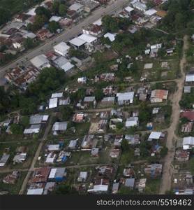 Aerial view of a town, Bay Islands, Honduras