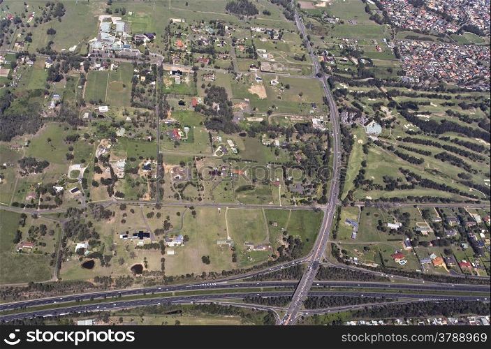Aerial view of a typical highway