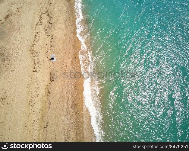 Aerial view of a wild beach