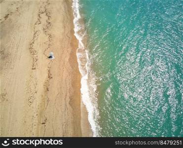 Aerial view of a wild beach