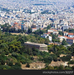 Aerial view of Agora, Temple of Hephaestus