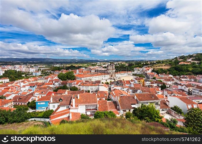 Aerial view of Alcobasa town, Oeste Subregion of Portugal