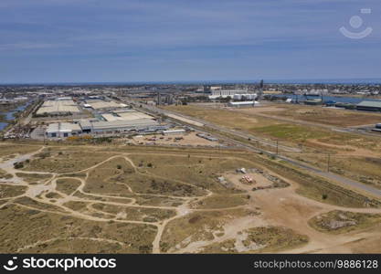 Aerial view of an industrial zone in Port Adelaide in South Australia