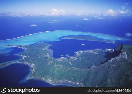 Aerial view of an island, Hawaii, USA