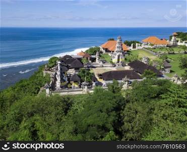 Aerial view of Balinese temple, Bali, Indonesia