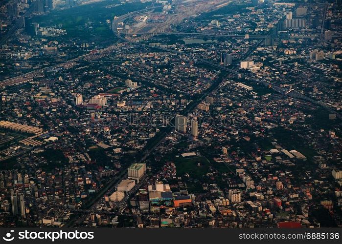 aerial view of bangkok city, thailand