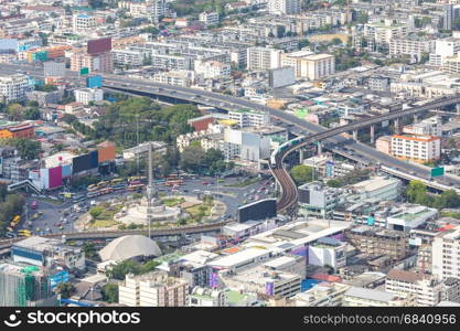 Aerial view of Bangkok cityscape skyline downtown Thailand