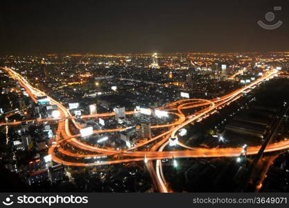 aerial view of Bangkok Highway at downtown