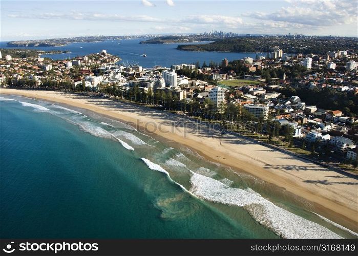 Aerial view of beachfront property in Sydney, Australia.