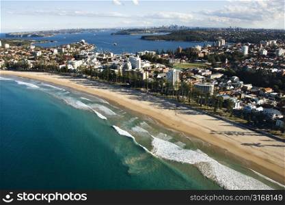 Aerial view of beachfront property in Sydney, Australia.