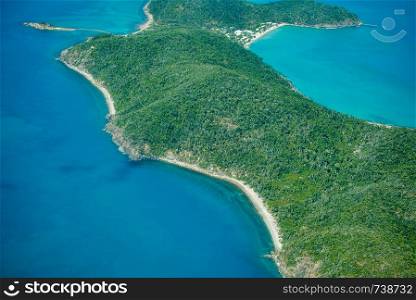 Aerial view of beautiful island coastline.