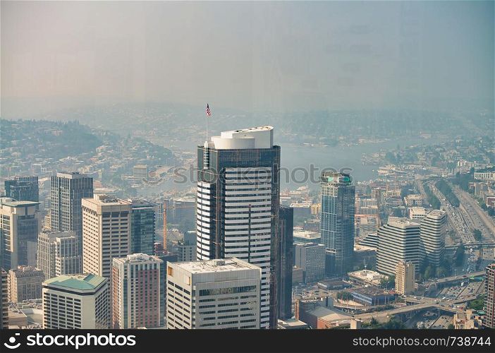 Aerial view of beautiful Seattle skyline, WA