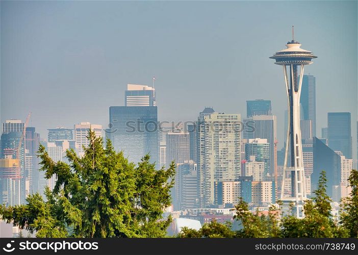 Aerial view of beautiful Seattle skyline, WA