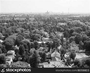 Aerial view of Berlin in black and white. Aerial view of the city of Berlin, Germany in black and white