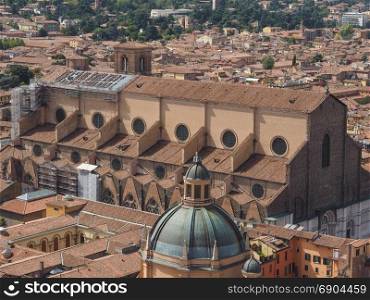 Aerial view of Bologna. Aerial view of San Petronio church in the city of Bologna, Italy