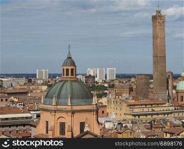 Aerial view of Bologna. Aerial view of the two towers in the city of Bologna, Italy