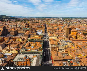 Aerial view of Bologna (hdr). Aerial view of the city of Bologna, Italy (vibrant high dynamic range)