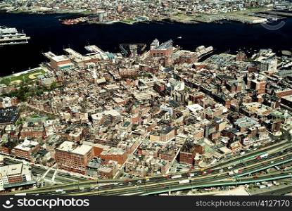 Aerial view of Boston , MA