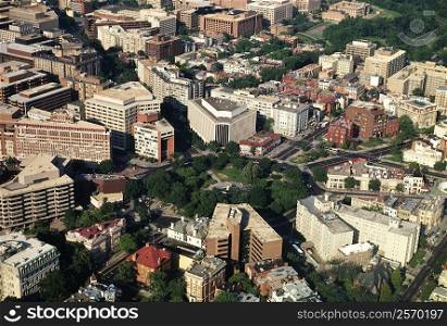 Aerial view of buildings in a city, Dupont Circle, Washington DC, USA