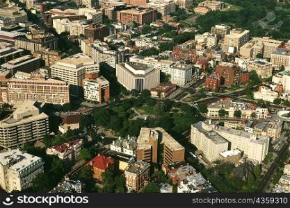 Aerial view of buildings in a city, Dupont Circle, Washington DC, USA