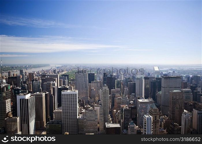 Aerial view of buildings in a city, New York City, New York State, USA