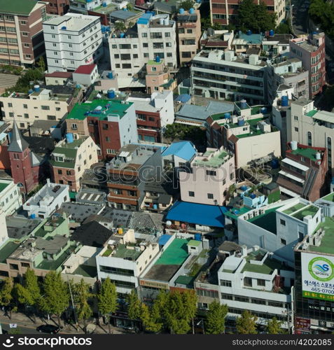 Aerial view of buildings in Busan city, Yeongnam, South Korea