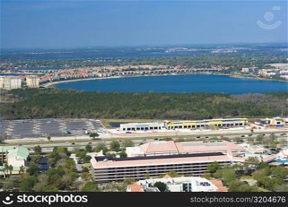 Aerial view of buildings, Orlando, Florida, USA