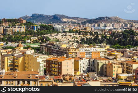 Aerial view of Cagliari (hdr). Aerial view of the city of Cagliari, Italy (vibrant high dynamic range)