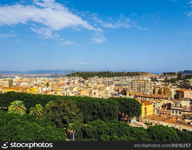 Aerial view of Cagliari (hdr). Aerial view of the city of Cagliari, Italy (vibrant high dynamic range)