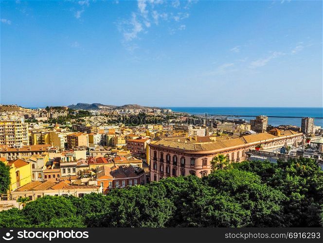 Aerial view of Cagliari (hdr). Aerial view of the city of Cagliari, Italy (vibrant high dynamic range)