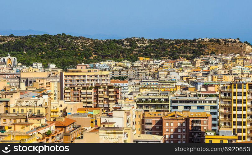 Aerial view of Cagliari (hdr). Aerial view of the city of Cagliari, Italy (vibrant high dynamic range)