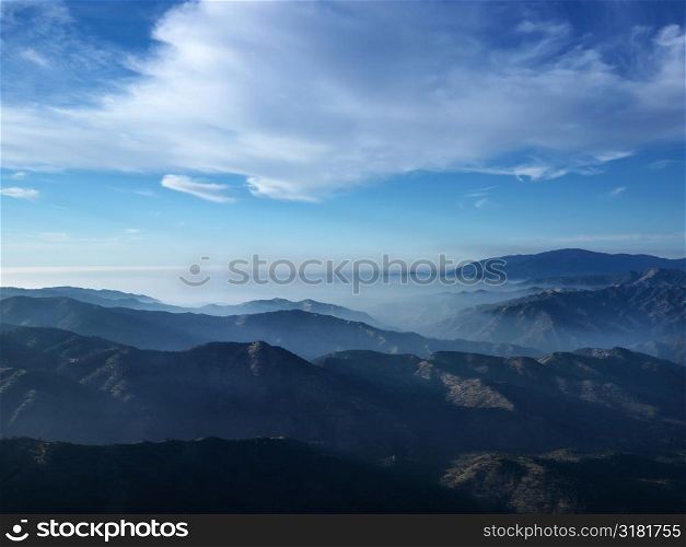 Aerial view of California mountain scenic.