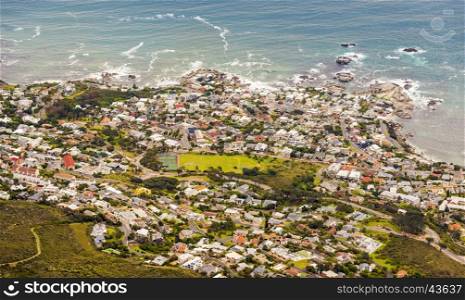 Aerial View of Camps Bay from Table Mountain in Cape Town, South Africa