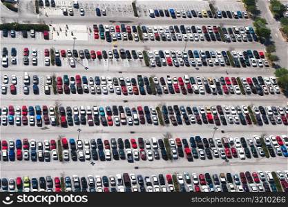 Aerial view of cars parked in a parking lot, Orlando, Florida, USA