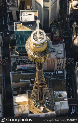 Aerial view of Centrepoint Tower in Sydney, Australia.