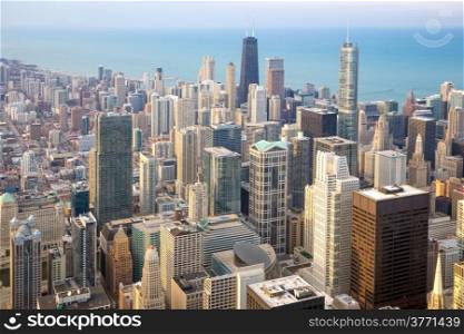 Aerial view of Chicago City downtown