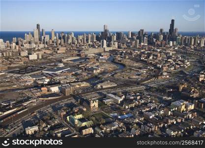 Aerial view of Chicago, Illinois.