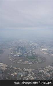 Aerial view of cityscape; London; UK