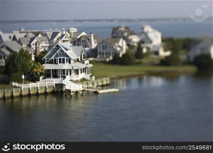 Aerial view of coastal community on Bald Head Island, North Carolina.