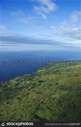 Aerial view of coastal landscape of Maui, Hawaii.