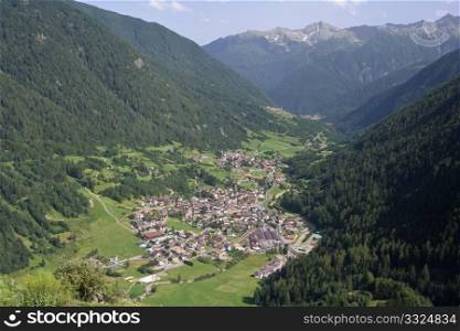 aerial view of Cogolo and Pejo valley ,Trentino, Italy