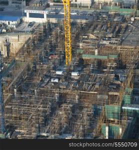 Aerial view of construction site, Beijing, China