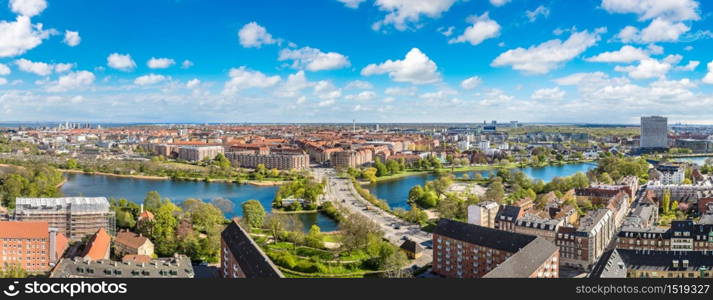 Aerial view of Copenhagen, Denmark in a sunny day