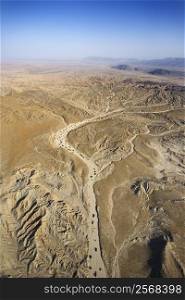 Aerial view of desert landscape.