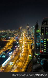 Aerial view of downtown Dubai in a summer day, United Arab Emirates