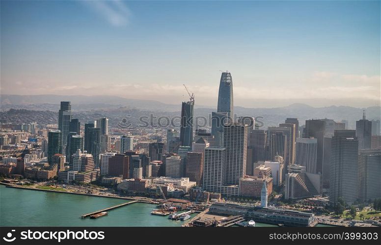 Aerial view of Downtown San Francisco skyline.