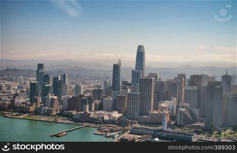 Aerial view of Downtown San Francisco skyline.