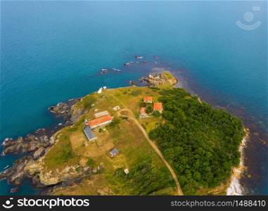 Aerial view of drone to the beautiful seacoast of Maslen cape