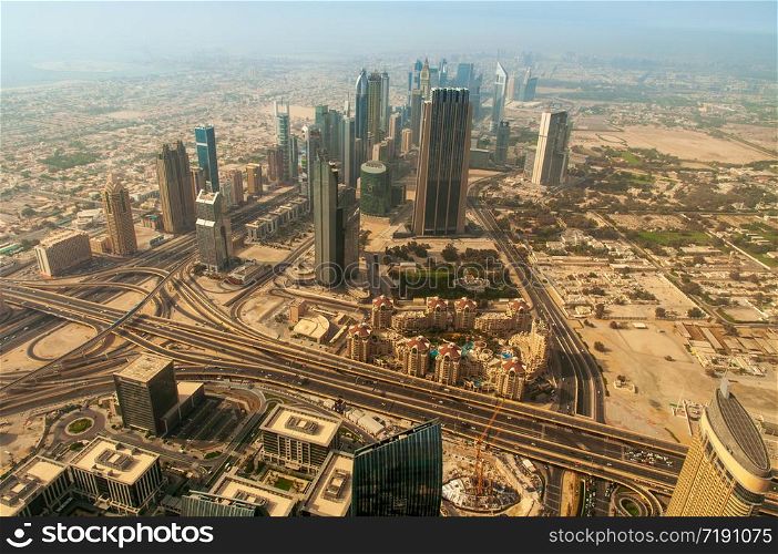 Aerial view of Dubai, United Arab Emirates, Middle East.